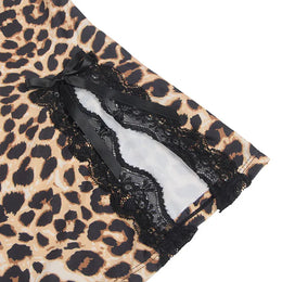 KissICON Plus Size Women Pajama Hot Wild Leopard Long Robe Nightgowns Erotic Sleepwear Sexy Adult  Night Dress Lingerie M-5XL