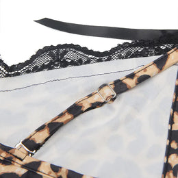 KissICON Plus Size Women Pajama Hot Wild Leopard Long Robe Nightgowns Erotic Sleepwear Sexy Adult  Night Dress Lingerie M-5XL