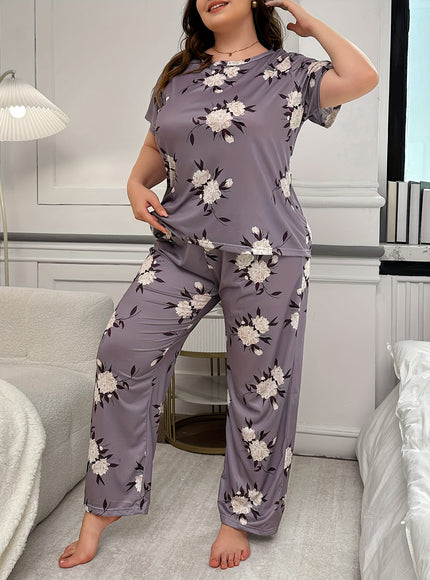 jkthpu-45 Plus Size Women's 2 Piece Cute Pajamas Set