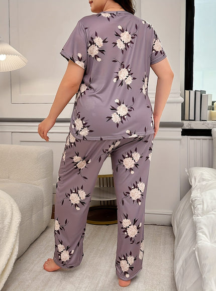 jkthpu-45 Plus Size Women's 2 Piece Cute Pajamas Set