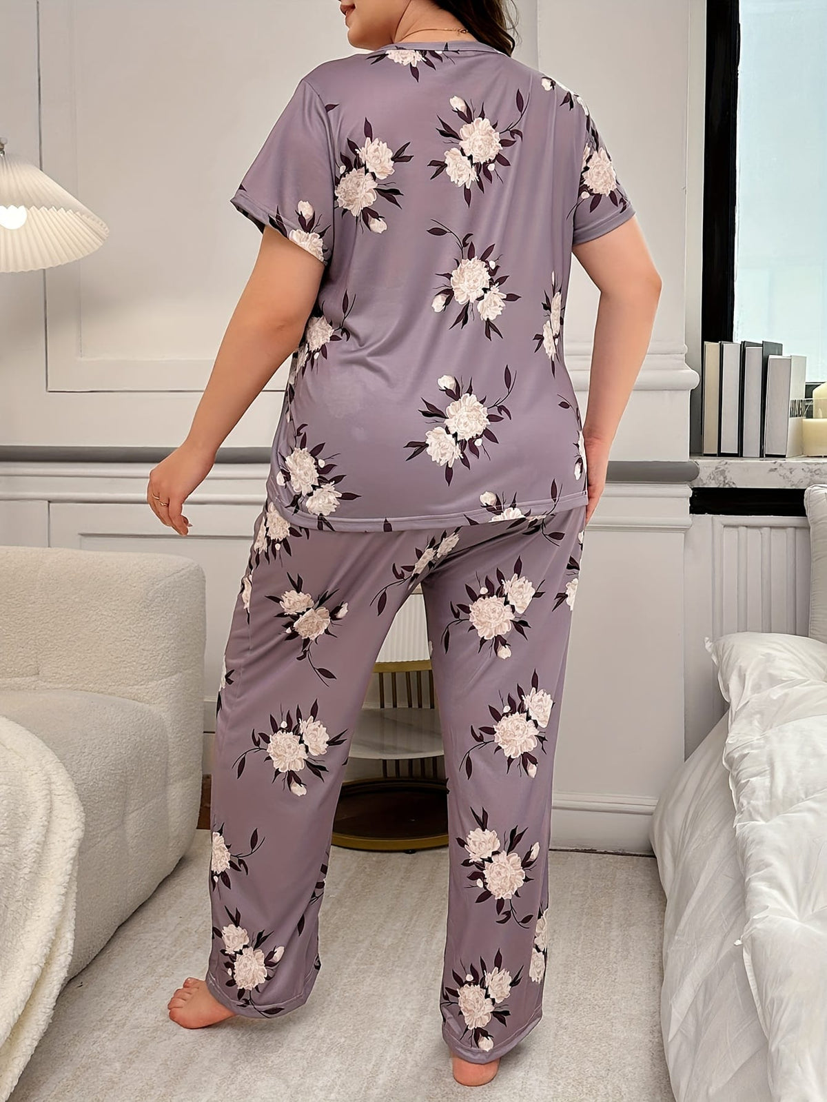 jkthpu-45 Plus Size Women's 2 Piece Cute Pajamas Set