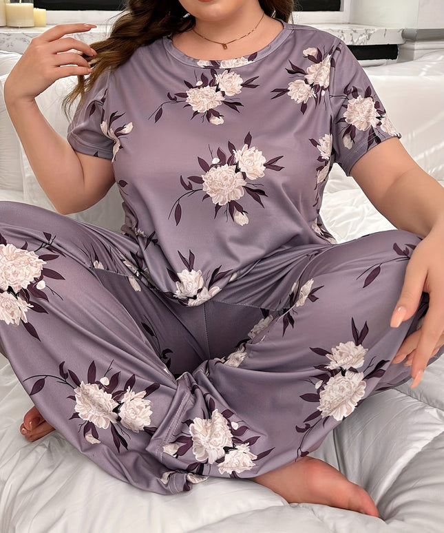 jkthpu-45 Plus Size Women's 2 Piece Cute Pajamas Set