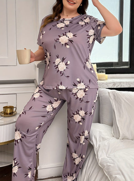 jkthpu-45 Plus Size Women's 2 Piece Cute Pajamas Set