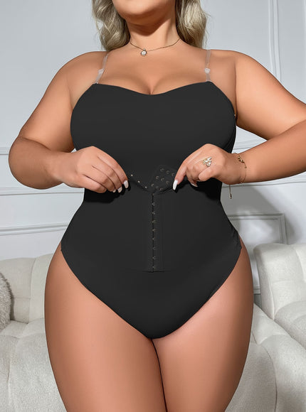 jkthpu-45 Plus Size Women'S Bodysuit with Front Buttons, Waist
