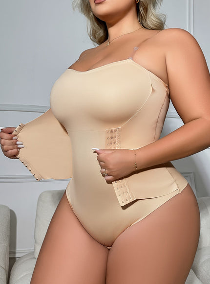 jkthpu-45 Plus Size Women'S Bodysuit with Front Buttons, Waist