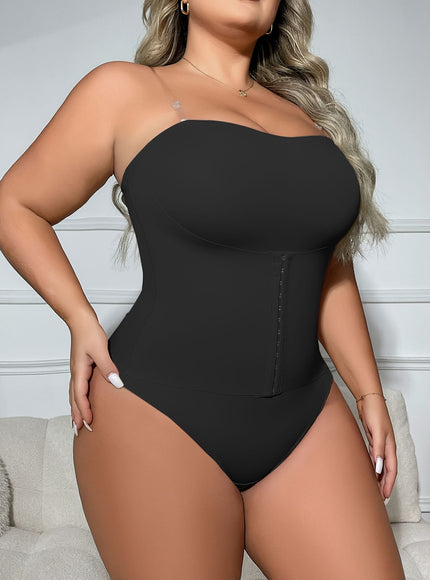 jkthpu-45 Plus Size Women'S Bodysuit with Front Buttons, Waist