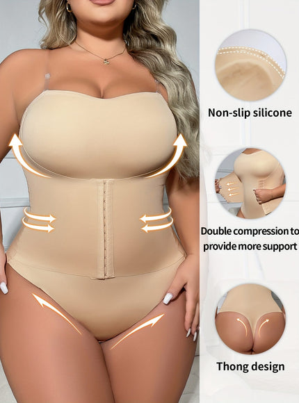 jkthpu-45 Plus Size Women'S Bodysuit with Front Buttons, Waist