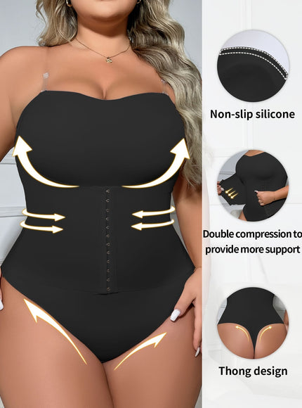jkthpu-45 Plus Size Women'S Bodysuit with Front Buttons, Waist