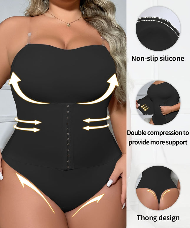 jkthpu-45 Plus Size Women'S Bodysuit with Front Buttons, Waist
