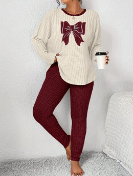 jkthpu-45 Plus Size Women'S Bow Embroidered Loose Top Slim