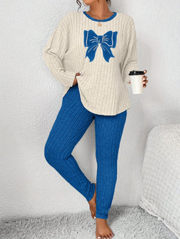 jkthpu-45 Plus Size Women'S Bow Embroidered Loose Top Slim