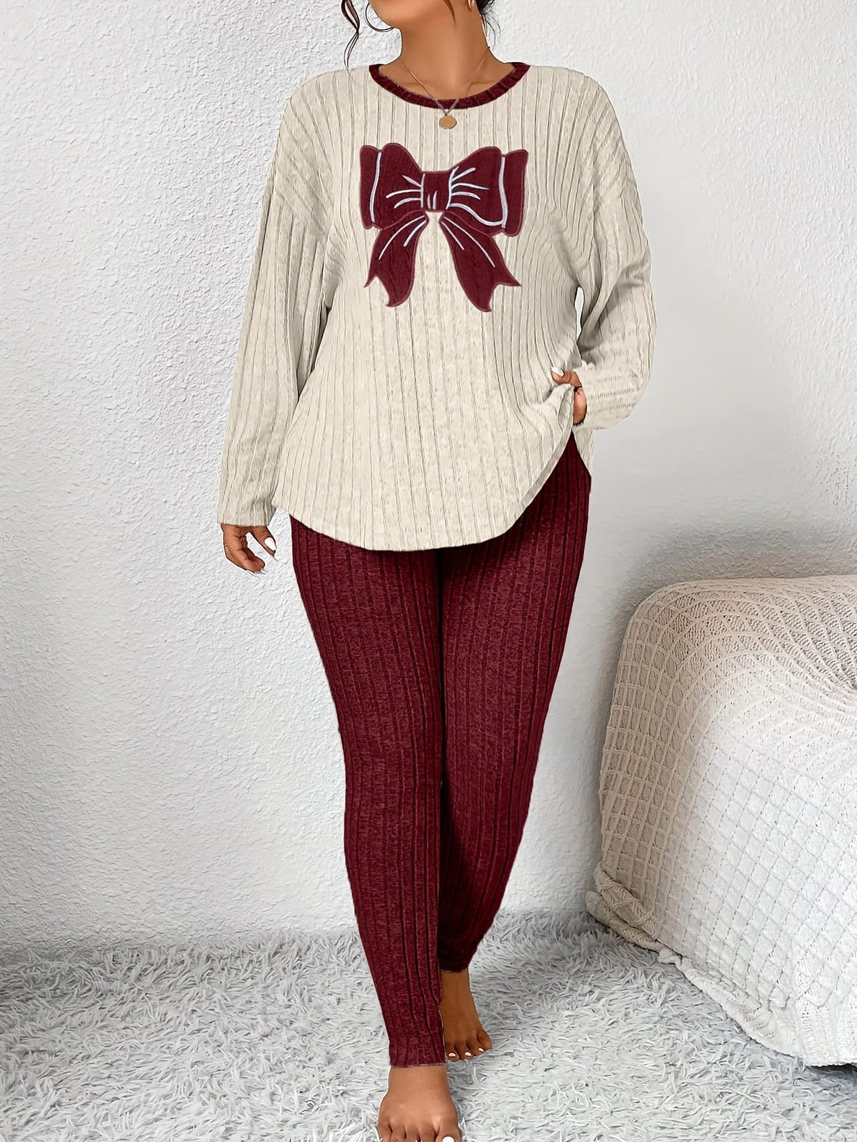jkthpu-45 Plus Size Women'S Bow Embroidered Loose Top Slim