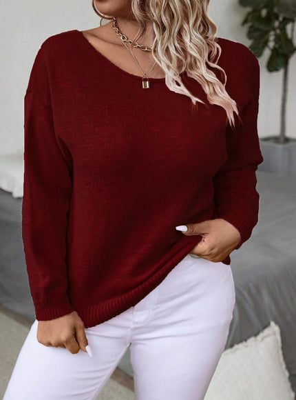 KissICON Plus Size, Women's Butterfly Pattern Sweater with Back