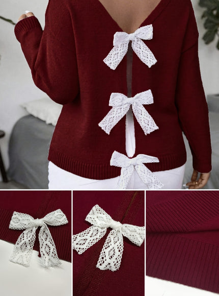 KissICON Plus Size, Women's Butterfly Pattern Sweater with Back
