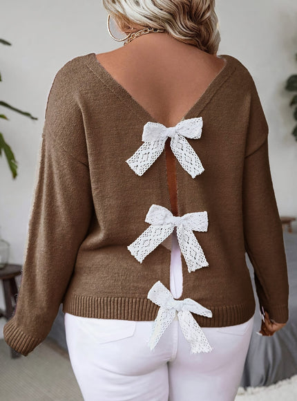 KissICON Plus Size, Women's Butterfly Pattern Sweater with Back