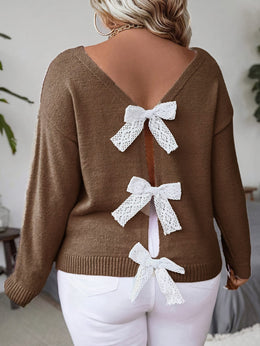 KissICON Plus Size, Women's Butterfly Pattern Sweater with Back
