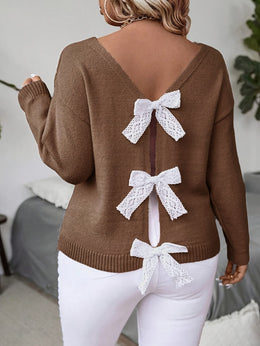 KissICON Plus Size, Women's Butterfly Pattern Sweater with Back