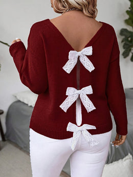 KissICON Plus Size, Women's Butterfly Pattern Sweater with Back