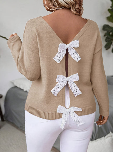 KissICON Plus Size, Women's Butterfly Pattern Sweater with Back