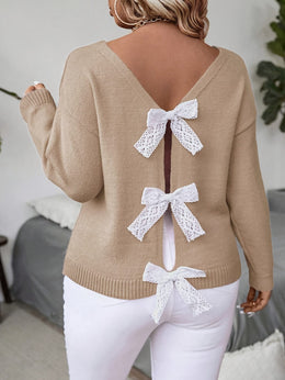 KissICON Plus Size, Women's Butterfly Pattern Sweater with Back