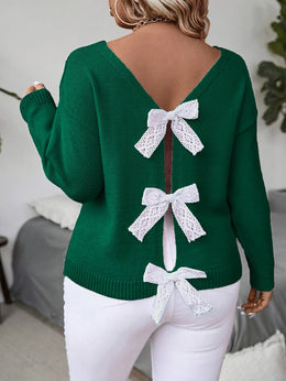 KissICON Plus Size, Women's Butterfly Pattern Sweater with Back