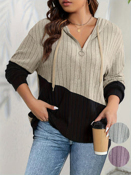 jkthpu-45 Plus Size Women's Casual Hooded Sweatshirt - &