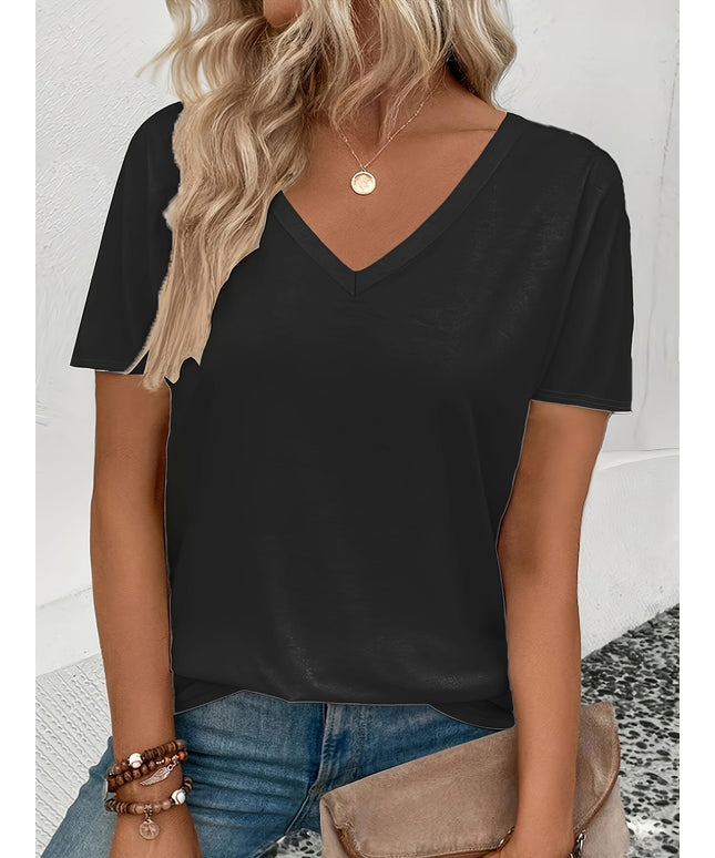 jkthpu-45 Plus Size - Women'S Casual V-Neck Short Sleeve