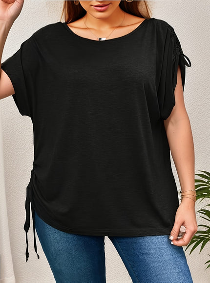 jkthpu-45 Plus Size Women's Casual Vacation Style Round Neck