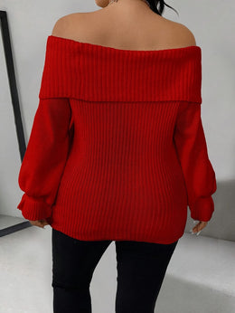jkthpu-45 Plus Size - Women'S Chic Off-Shoulder Sweater -