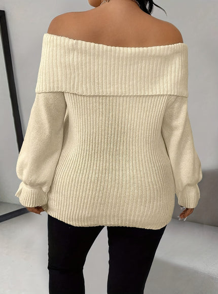jkthpu-45 Plus Size - Women'S Chic Off-Shoulder Sweater -