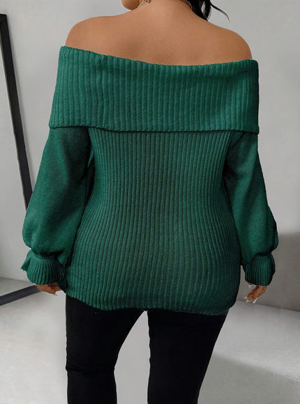 jkthpu-45 Plus Size - Women'S Chic Off-Shoulder Sweater -