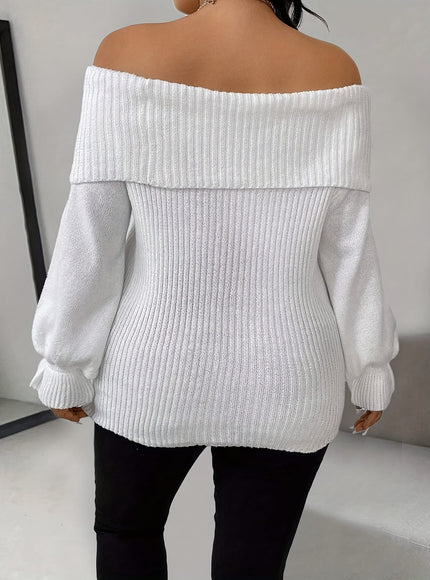 jkthpu-45 Plus Size - Women'S Chic Off-Shoulder Sweater -