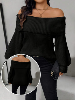 jkthpu-45 Plus Size - Women'S Chic Off-Shoulder Sweater -