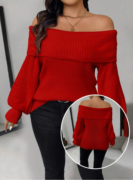 jkthpu-45 Plus Size - Women'S Chic Off-Shoulder Sweater -