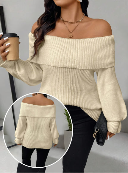 jkthpu-45 Plus Size - Women'S Chic Off-Shoulder Sweater -