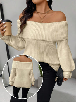 jkthpu-45 Plus Size - Women'S Chic Off-Shoulder Sweater -