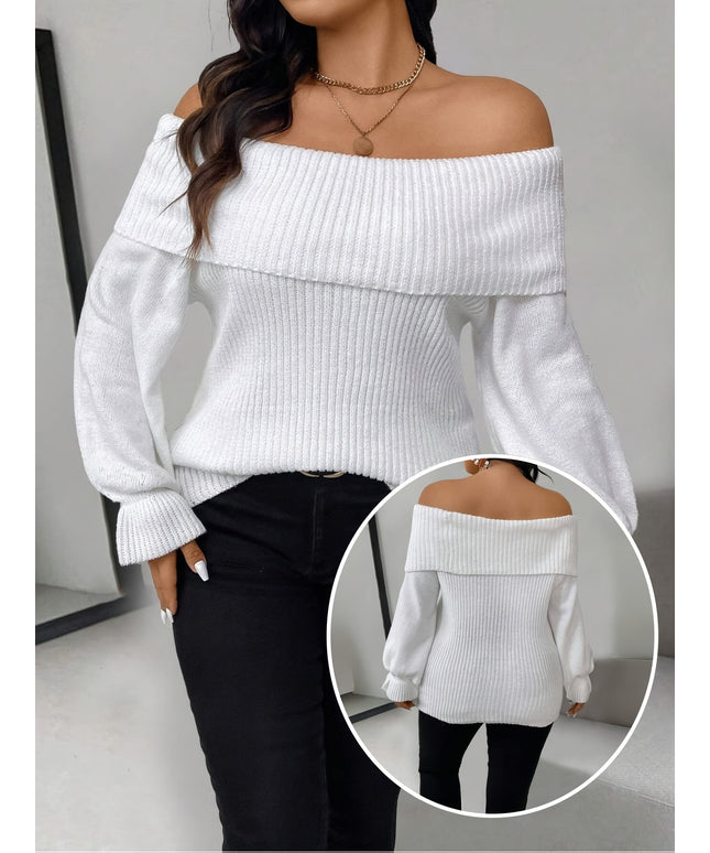 jkthpu-45 Plus Size - Women'S Chic Off-Shoulder Sweater -