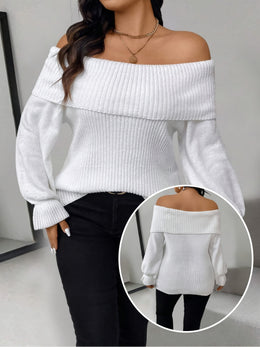 jkthpu-45 Plus Size - Women'S Chic Off-Shoulder Sweater -