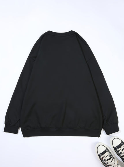 jkthpu-45 Plus Size Women's Cozy Letter Print Pullover Sweatshirt