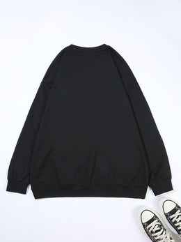 jkthpu-45 Plus Size Women's Cozy Letter Print Pullover Sweatshirt