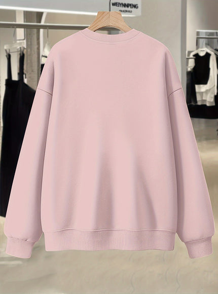 jkthpu-45 Plus Size Women's Cozy Letter Print Pullover Sweatshirt