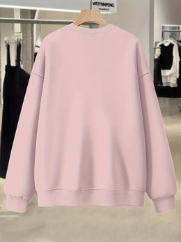jkthpu-45 Plus Size Women's Cozy Letter Print Pullover Sweatshirt