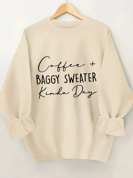 jkthpu-45 Plus Size Women's Cozy Letter Print Pullover Sweatshirt