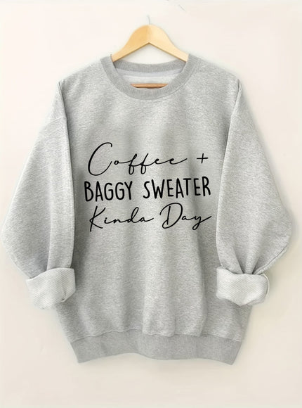 jkthpu-45 Plus Size Women's Cozy Letter Print Pullover Sweatshirt