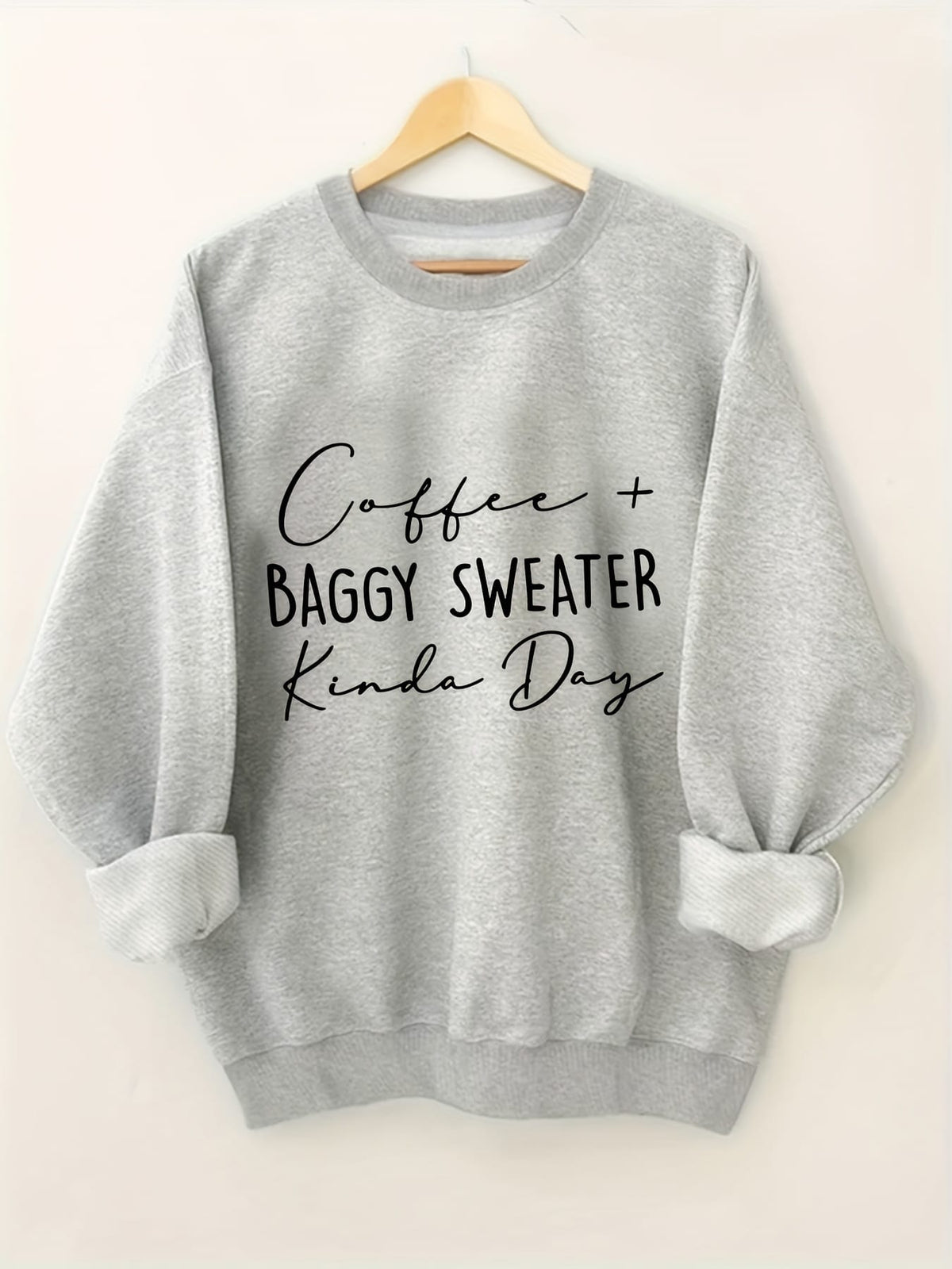 jkthpu-45 Plus Size Women's Cozy Letter Print Pullover Sweatshirt