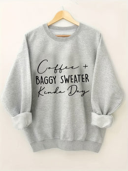 jkthpu-45 Plus Size Women's Cozy Letter Print Pullover Sweatshirt