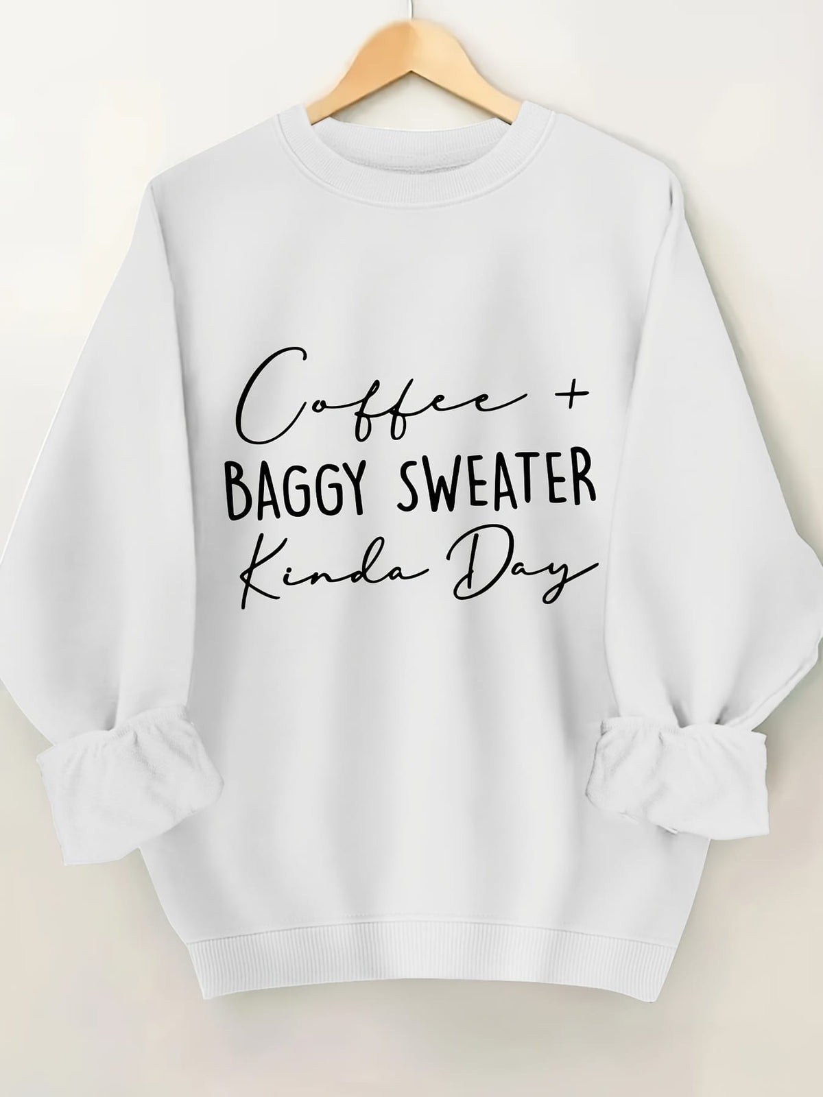 jkthpu-45 Plus Size Women's Cozy Letter Print Pullover Sweatshirt