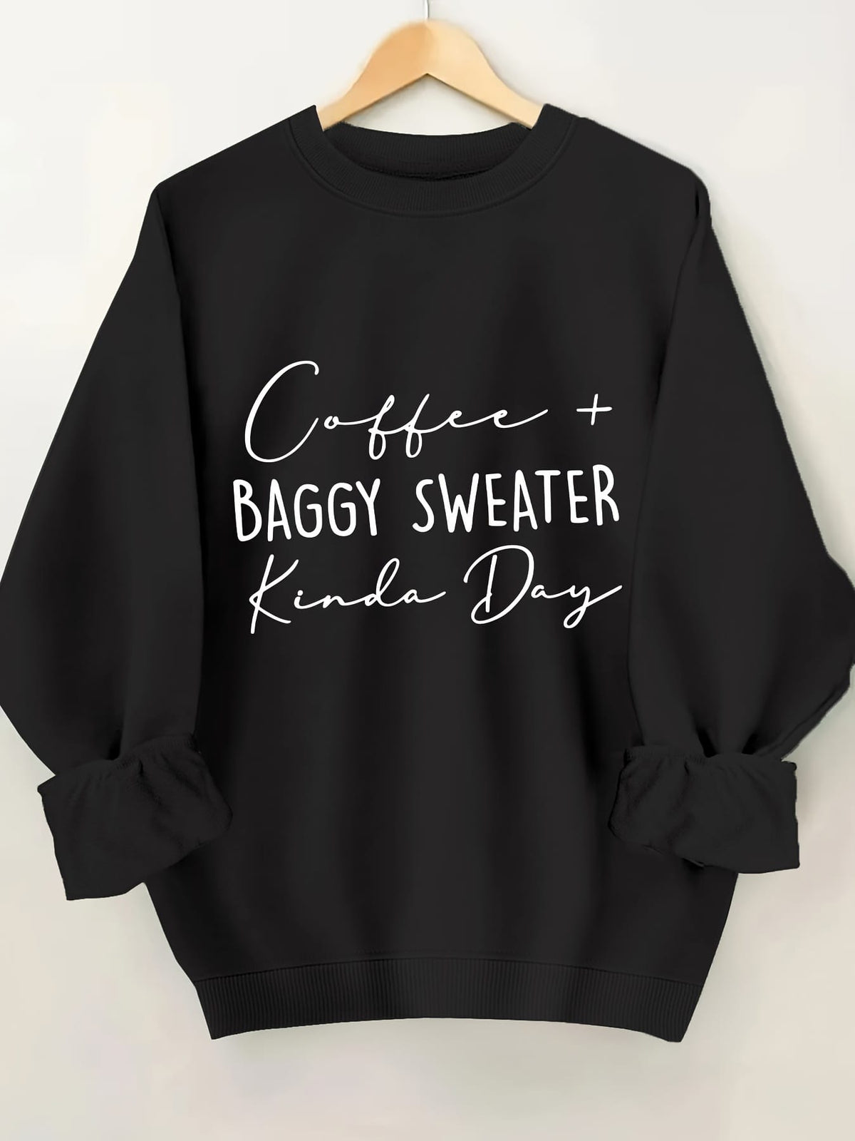 jkthpu-45 Plus Size Women's Cozy Letter Print Pullover Sweatshirt