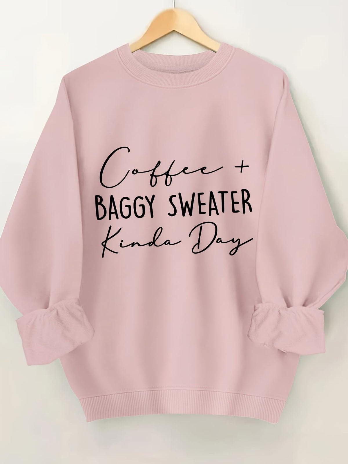 jkthpu-45 Plus Size Women's Cozy Letter Print Pullover Sweatshirt