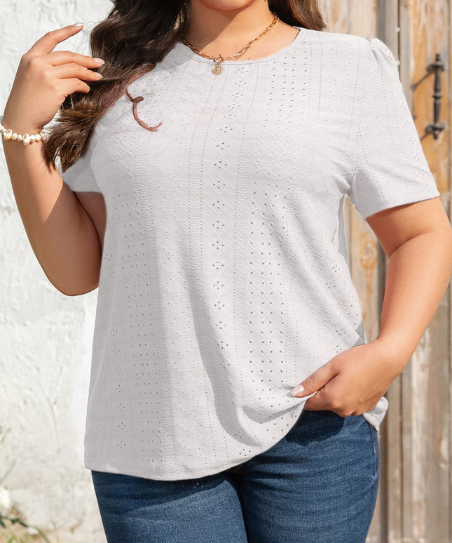 KissICON Plus Size Women's Crew Neck T-Shirt - Solid Color, Smooth Polyester Knit Fabric - Medium Stretch, 170g/m² - Summer Casual Wear | Elegant Style | Machine Washable